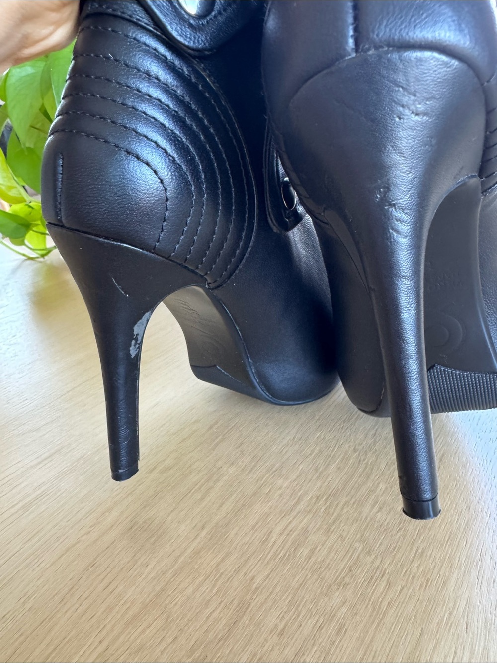 Alexander McQueen Black Leather Peep-Toe Stiletto Ankle Booties - Picture 11 of 17